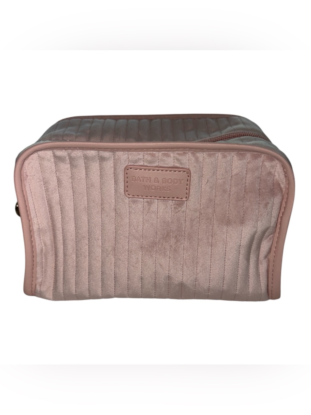 Bath & Body Works Quilted Faux Velvet Cosmetic Pouch zip top NWOT